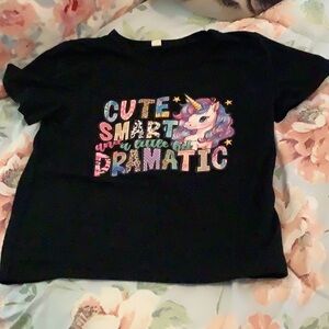 Unicorn top girls size (7) black pink Dramatic Smart Cute in good shape 🦄🦄